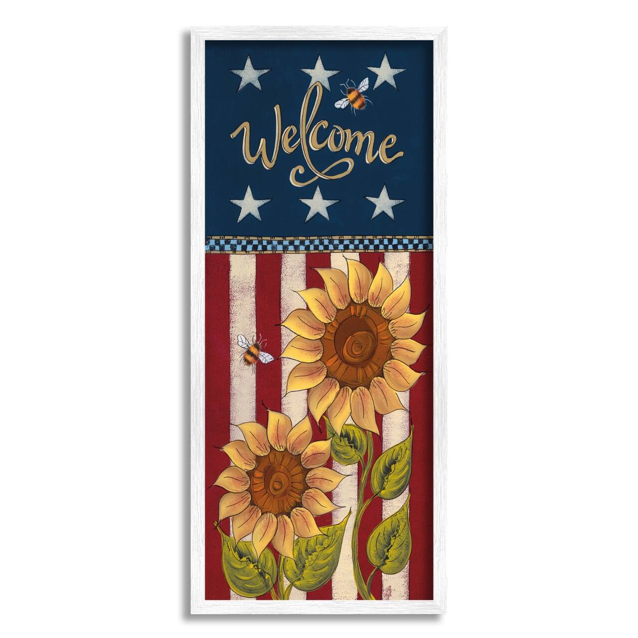 Stupell Industries Americana Welcome Country Sunflowers Framed Giclee Art